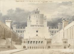 Esquisse de décor de l'acte 1 - Source : Gallica/Bnf