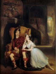 Marie Taglioni et son frère Paul dans la Sylphide. Tableau de François Gabriel Lepaulle